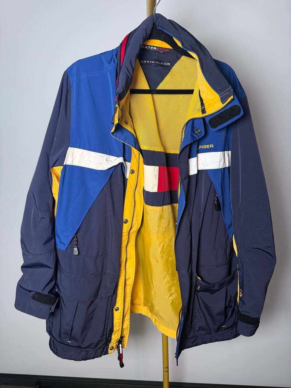 Tommy Hilfiger Waterstop Jacket Size L Vintage Colorblock rain jacket windbreake